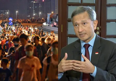 维文（右）表示，两国通关一步到位是不可能的。（李国豪制图）