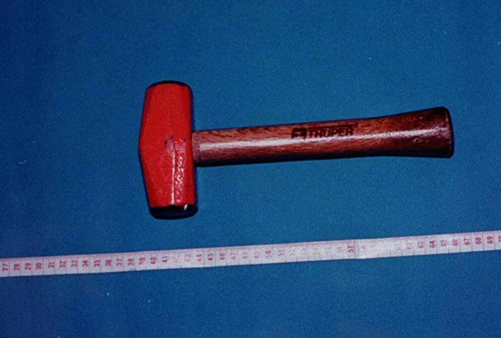 从马丁的背包搜出的铁锤。