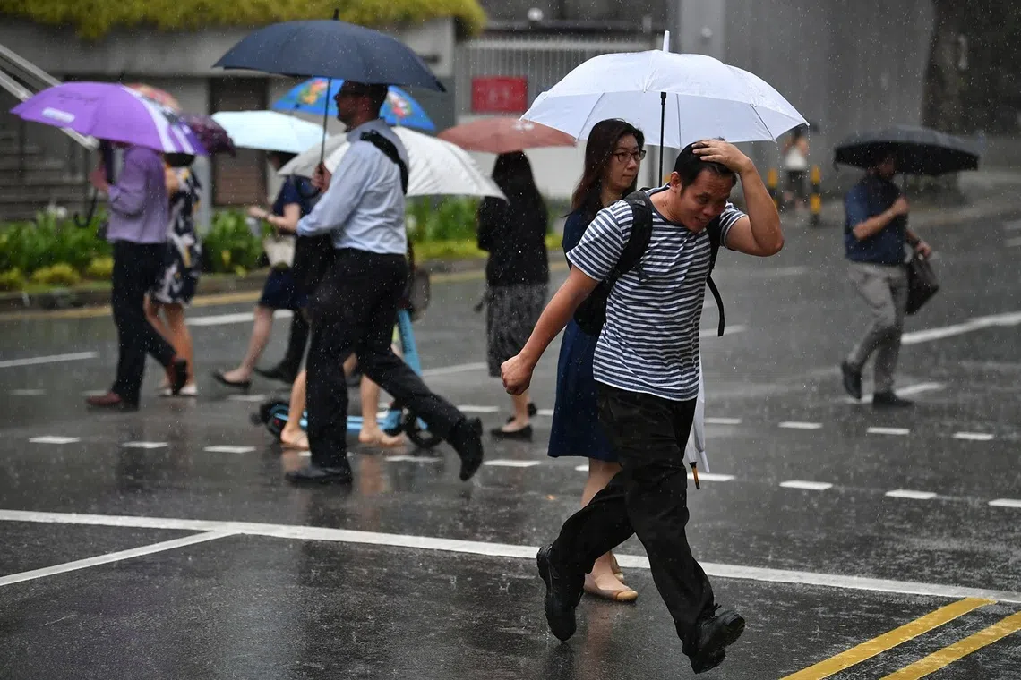 建国之路走了60年，风雨不断，新加坡的命运多变，就像热带的雷阵雨，说来就来，大雨时，撑雨伞也是一身湿透。（海峡时报）