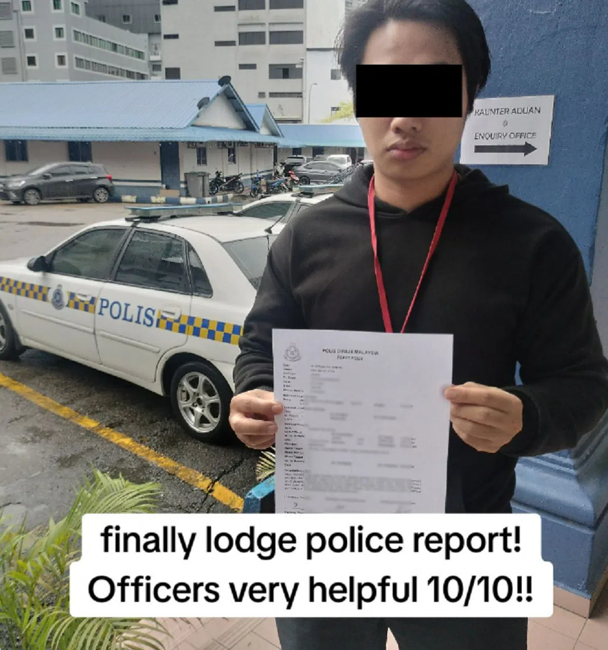 失主向马国警方报失护照。（TikTok用户“6ixthlane”）