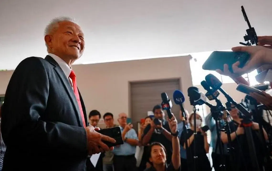 75岁的政府投资公司（GIC）前首席投资官黄国松宣布参选总统。（海峡时报）