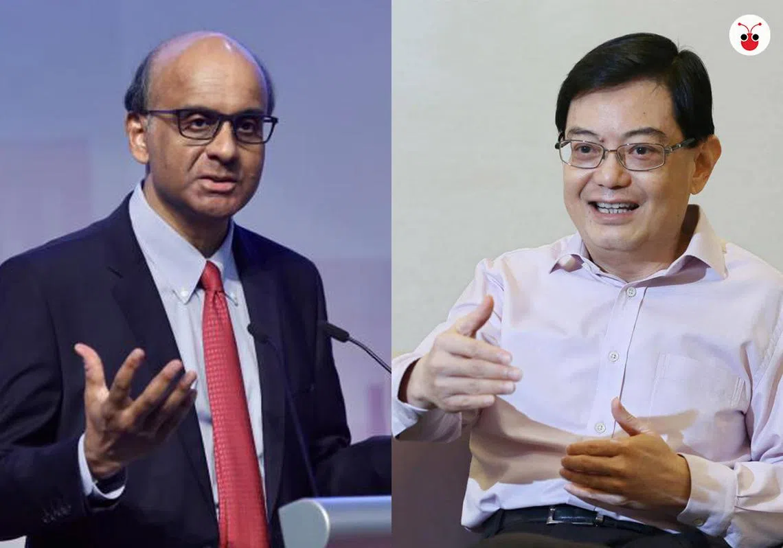 财政部长王瑞杰被（右）视为是下任总理接班人，但有民调显示副总理尚达曼（左）更获民众推崇。（郭跃男制图）