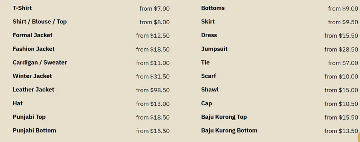 (prestodrycleaners网站截图）