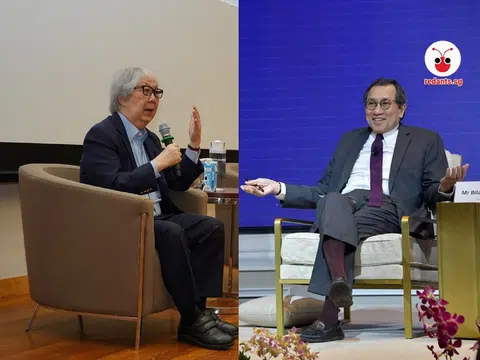 巡回大使许通美教授（左）和国立大学中东研究所主席比拉哈里（右）。（红蚂蚁制图）