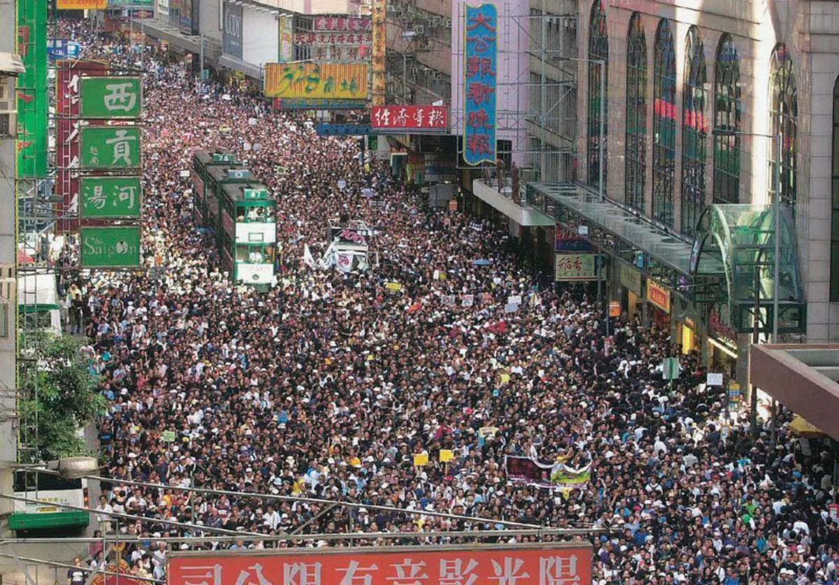  2003年的“七一游行”获50万香港人响应上街。（互联网） 