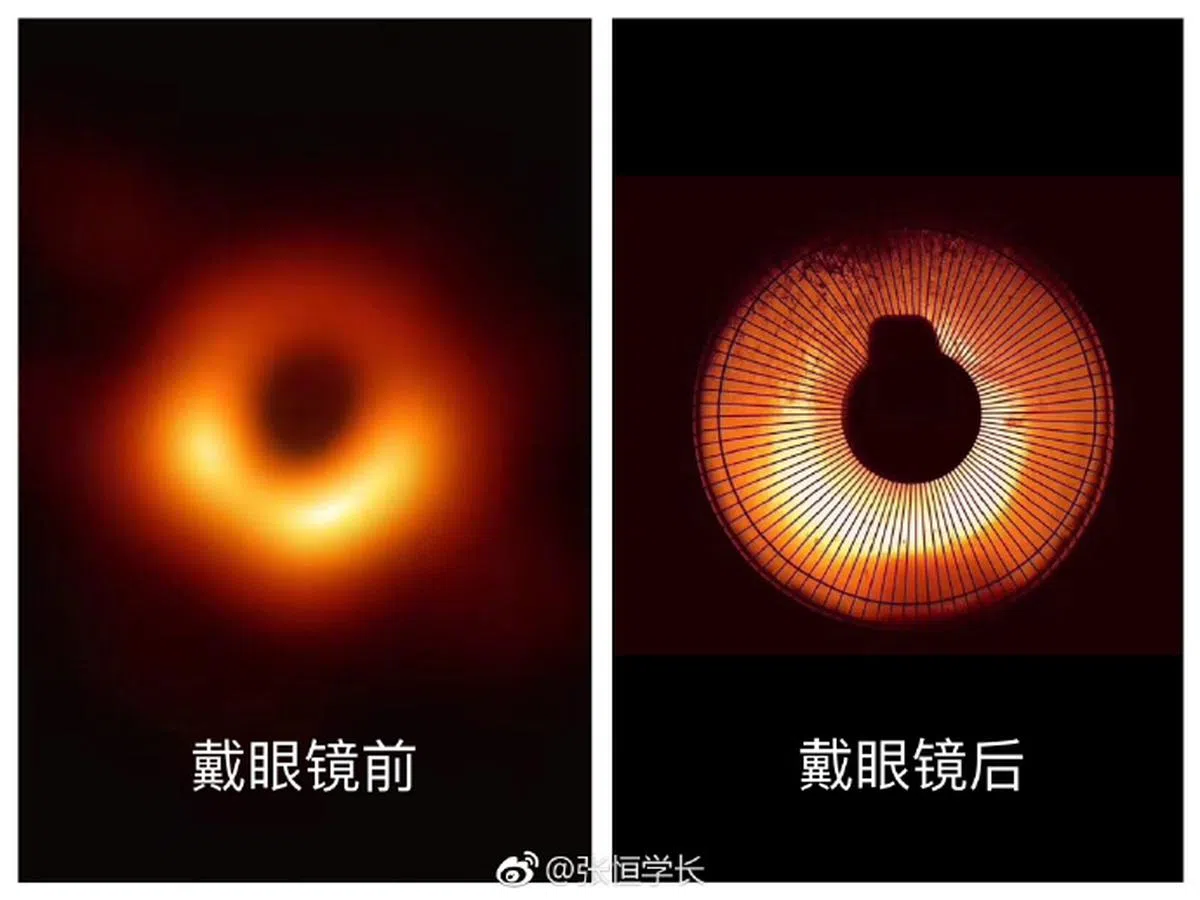  戴眼镜的朋友们应该完全可以理解这种感觉吧......右边是天气冷的时候家里用的“小太阳”电暖风，原来每个人的家里都可能拥有一个黑洞呢。 