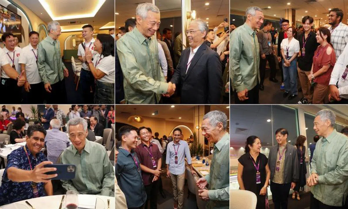 （左下）帛琉总统惠恕仁和李显龙总理自拍。（李总理面簿）