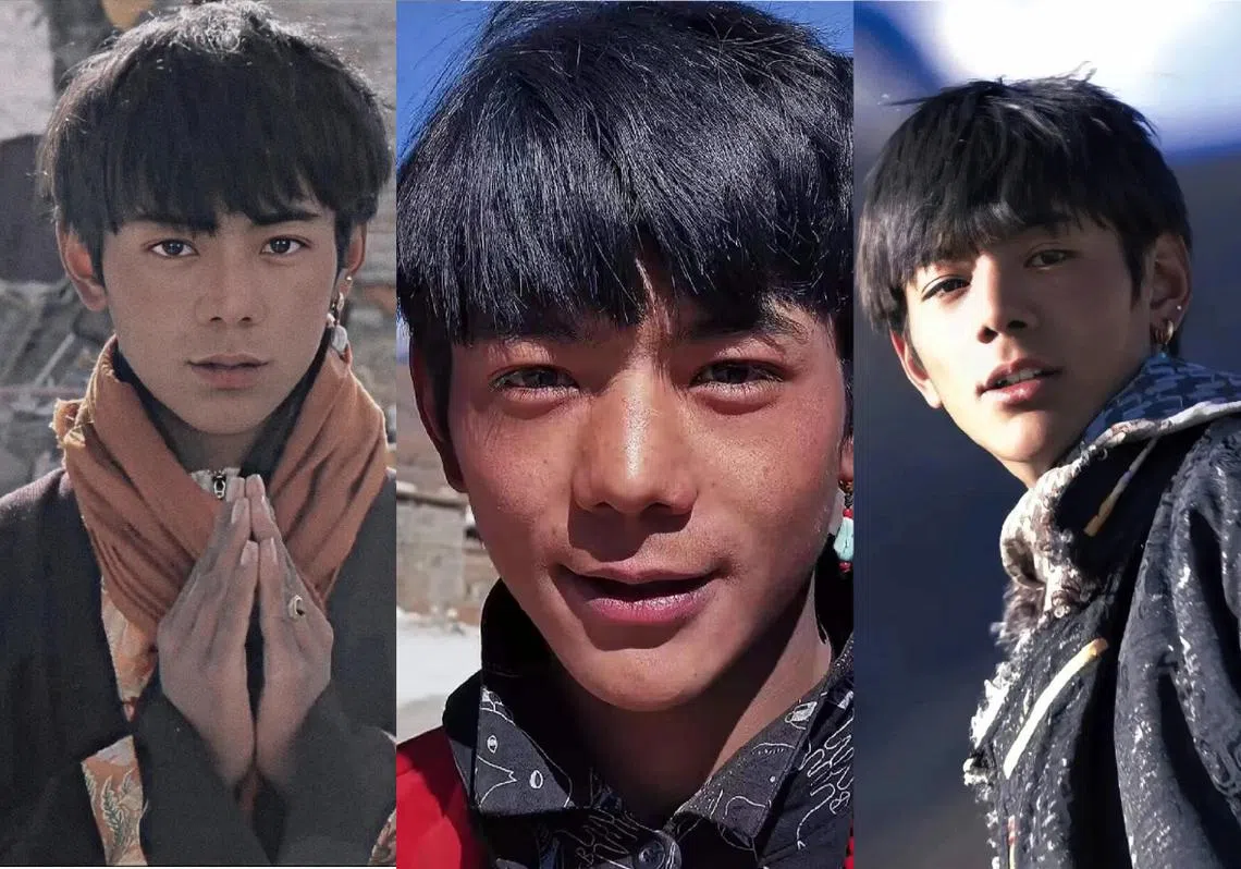 丁真在去超市的路上被摄影师拍到，瞬间抖音走红。（抖音截图）