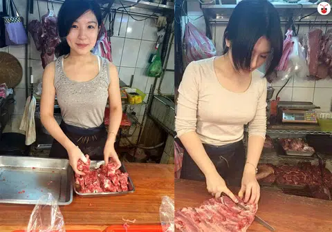 猪肉公主张采婕因卖猪肉网络走红。