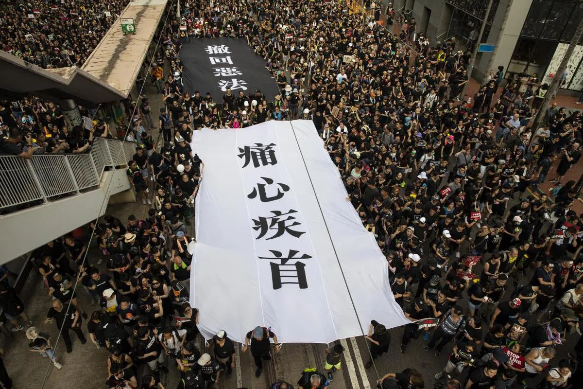  《逃犯条例》修订案引发大规模反修例抗争。（彭博社） 