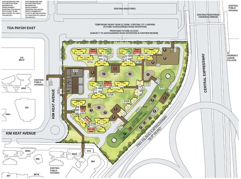 Kim Keat Crest位于金吉道和大巴窑东的交界处，毗邻泛岛快速公路和中央快速公路。