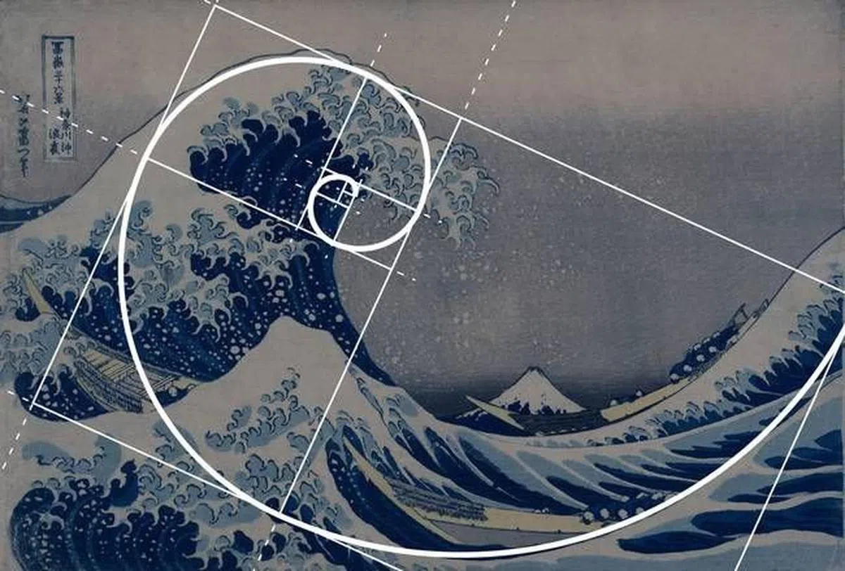  无独有偶，日本著名的木版画《神奈川冲浪里》也符合所谓的“黄金比例”。（互联网） 