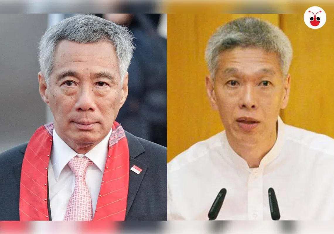 “李家内讧”续集？已故建国总理李光耀的次子李显扬（右）捐款给本地时评人梁实轩，支持他反起诉李显龙总理（左）“滥用法庭程序”。（曾庆祥制图）