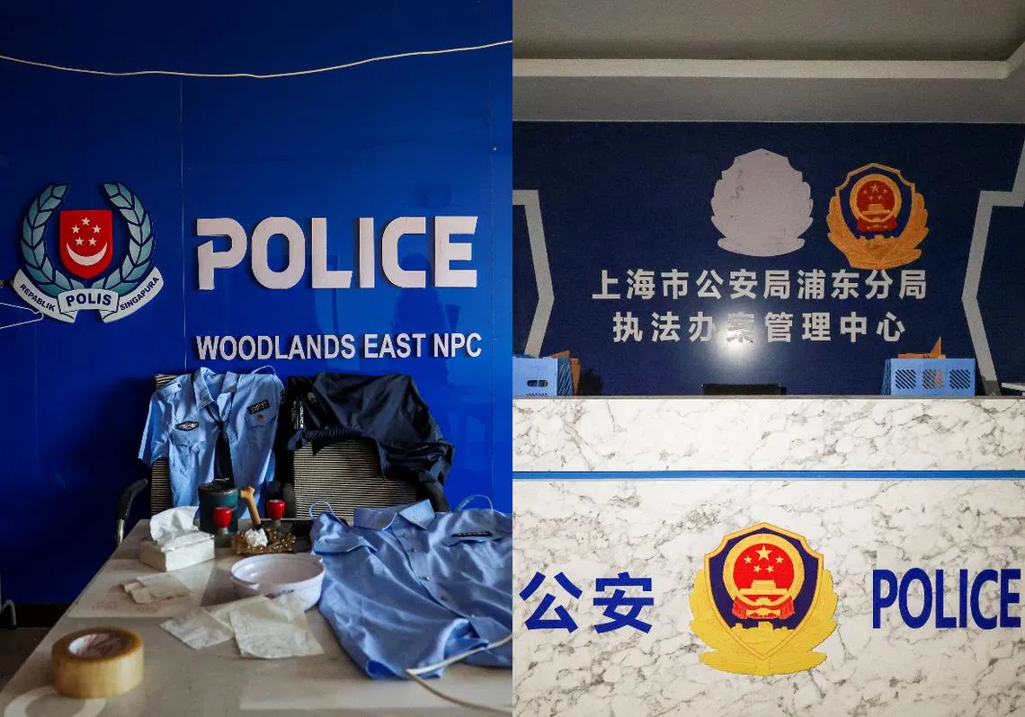 早前被扫荡的一座柬埔寨诈骗园区中，有多国警局的“山寨版”背景。