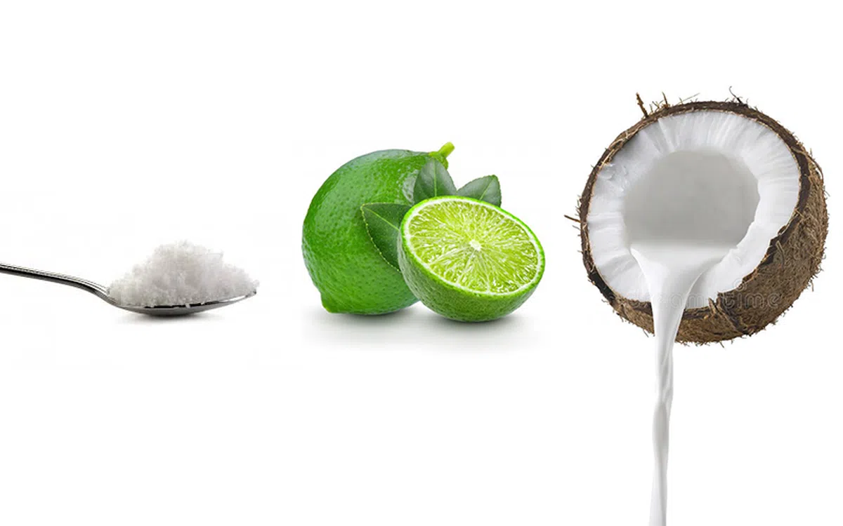  “治病妙招”①：椰子水 + 酸柑 + 盐。（红蚂蚁制图） 