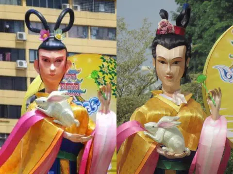 整容前（左）和整容后（右）的嫦娥。（互联网）