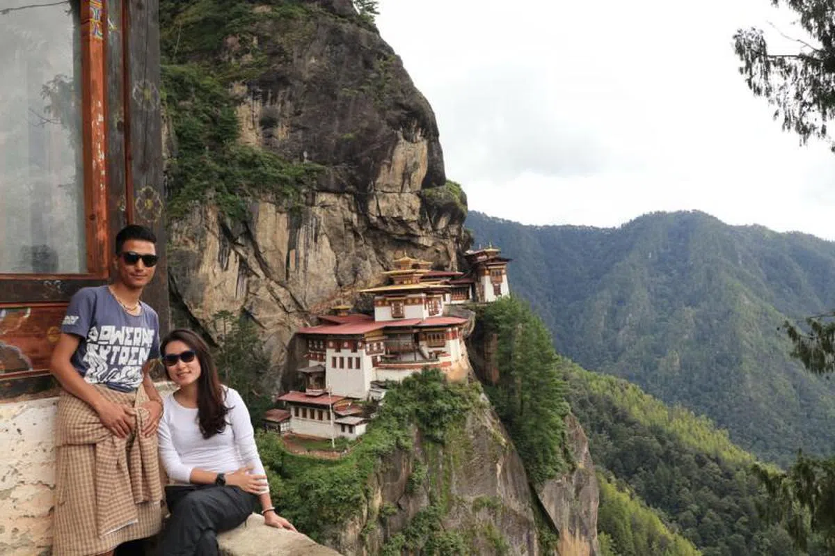  林妏蔚与导游阿旺·次仁（Ngawang Tshering）在不丹相遇相爱并结婚。（林妏蔚博客） 