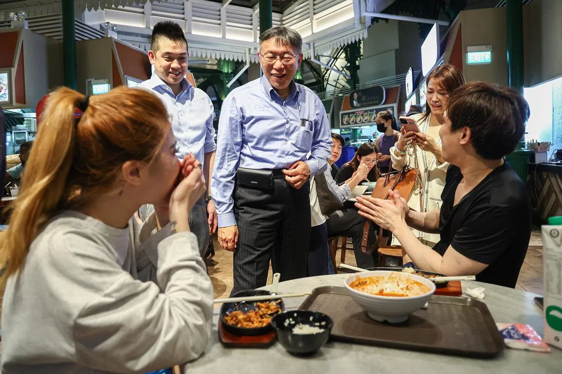 台北市长柯文哲上周访新。（联合早报）