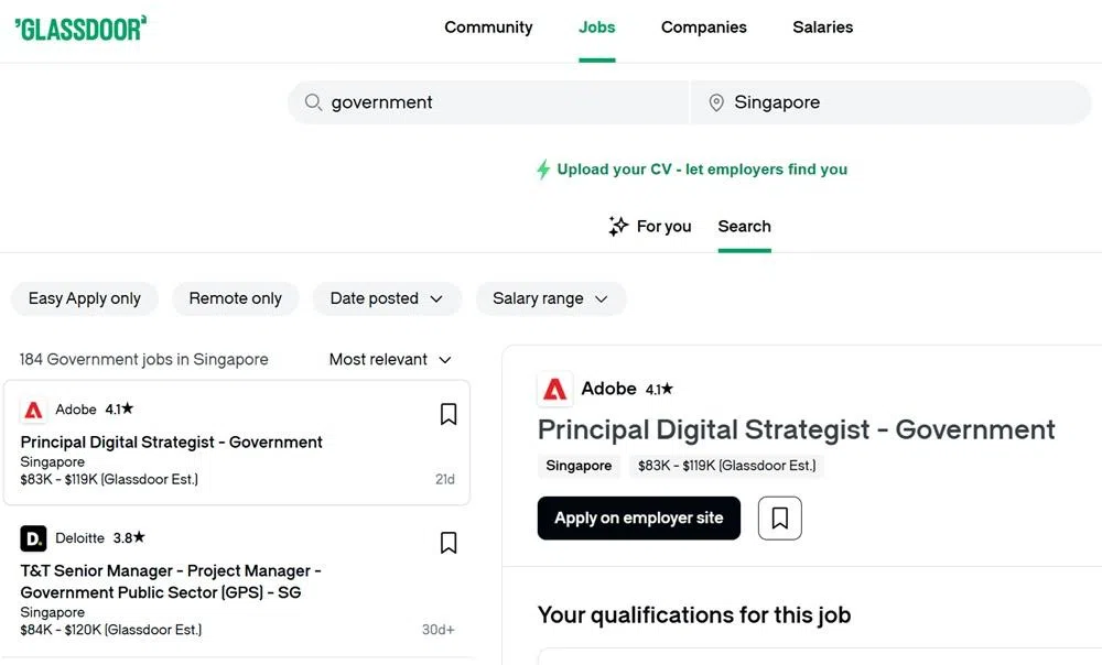 Glassdoor网站除了让用户申请工作，也包括用户提供的公司和薪金相关资讯。