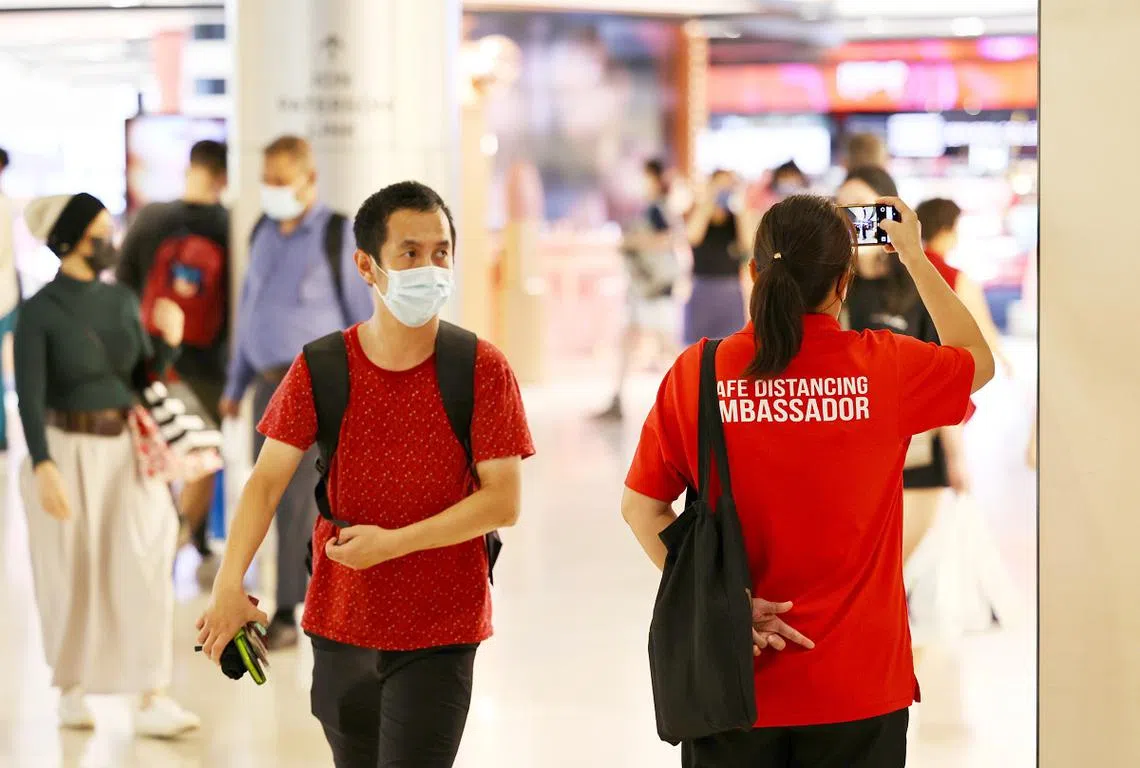 政府自今年4月起逐渐减少安全距离大使的人数，但仍会有执法人员对违反安全管理措施者采取行动。（联合早报）