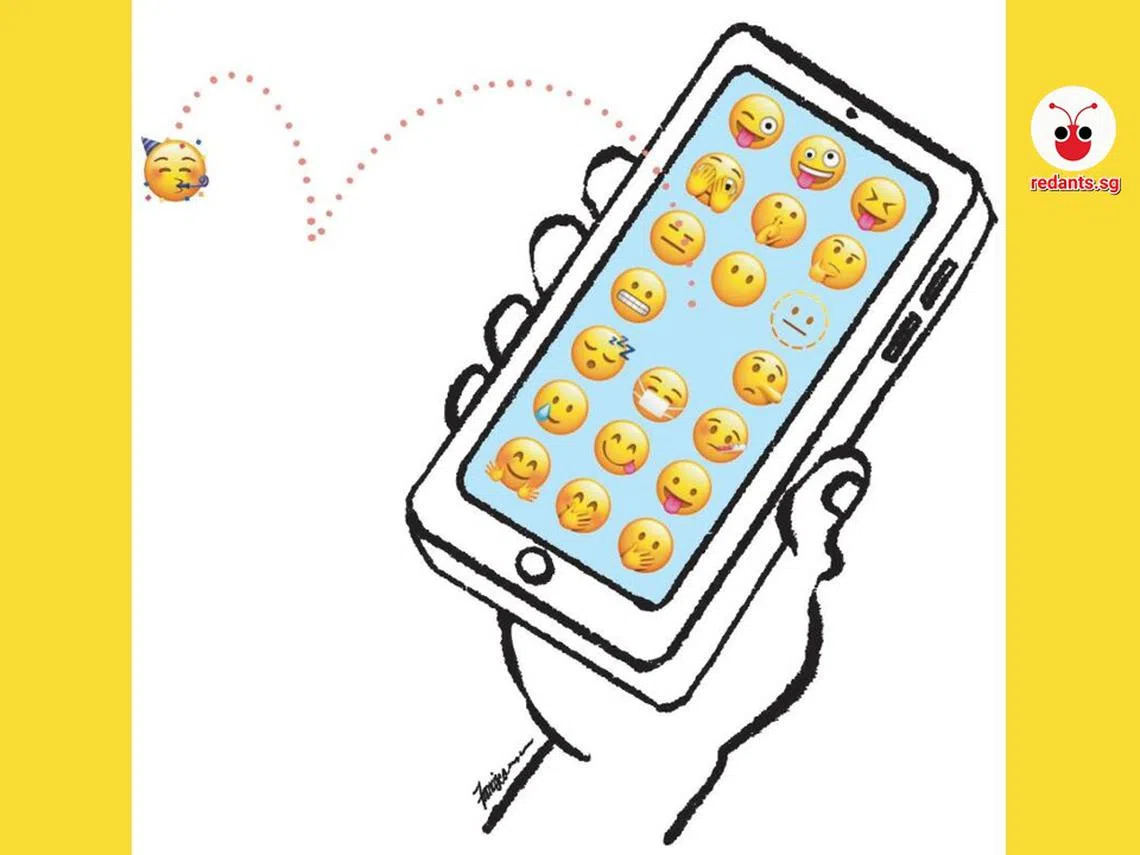 表情符号是如今许多人发送手机简讯时不可或缺的组成部分。（海峡时报）