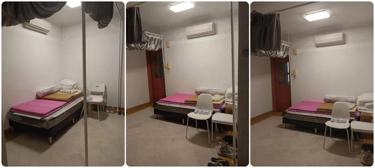 床有了、帘子有了、“探病者”坐的椅子也有了，加个医疗器材就有医院的feel了呢！（脸书截图）