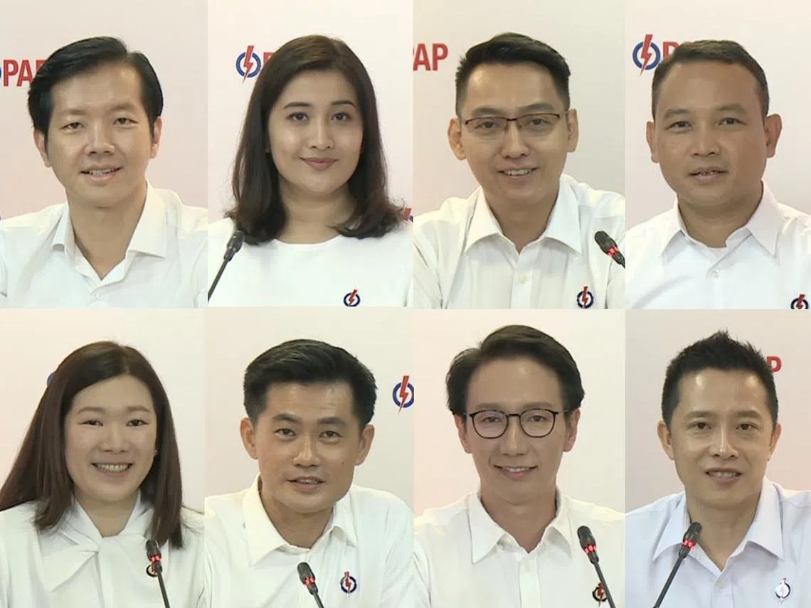 人民行动党今天一口气推出8名新人。（红蚂蚁制图）