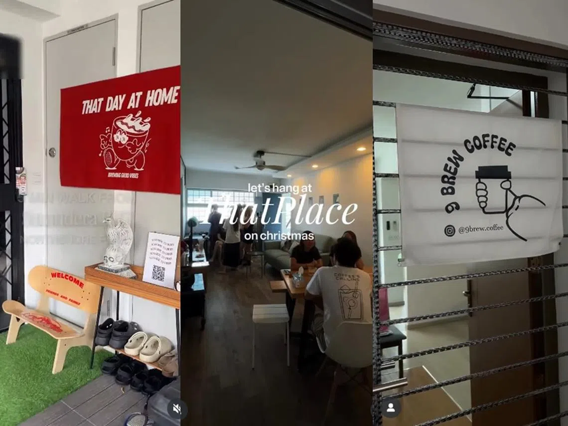 开在新加坡政府组屋里的咖啡馆。左起：That Day at Home、That Place、9 Brew Coffee。（Acuppa Instagram截图）