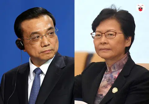李克强（左）是至今对香港局势公开发言的最高层级官员。林郑月娥（右）强调四项行动是带领香港走出困境的第一步。（李国豪制图）