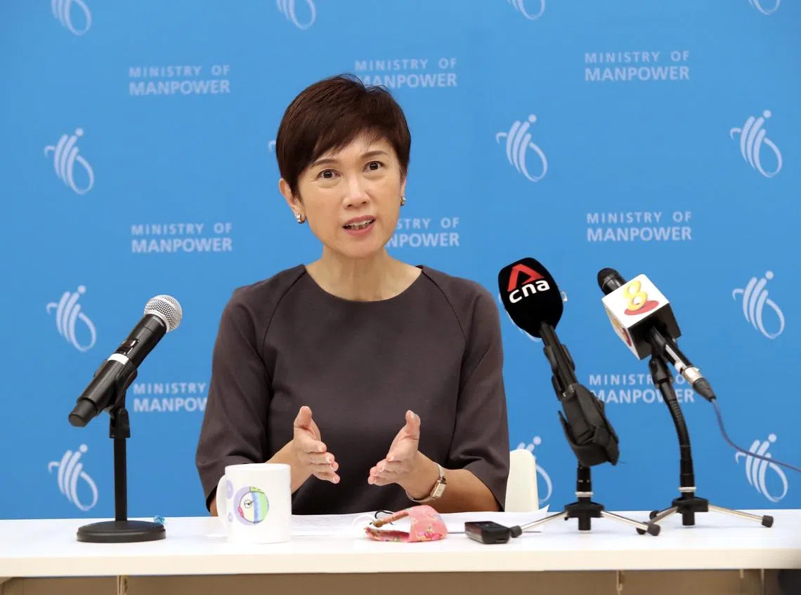 人力部长杨莉明。（联合早报）