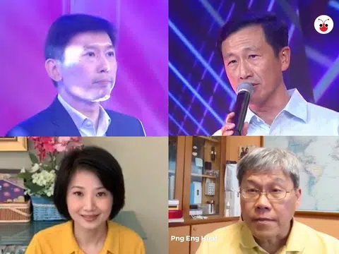 上排左起：贸工部兼教育部高级政务部长徐芳达和教育部长王乙康。下排左起：白沙—榜鹅集选区议员的内政部兼国家发展部高级政务次长孙雪玲和后港区议员方荣发。（红蚂蚁制图）