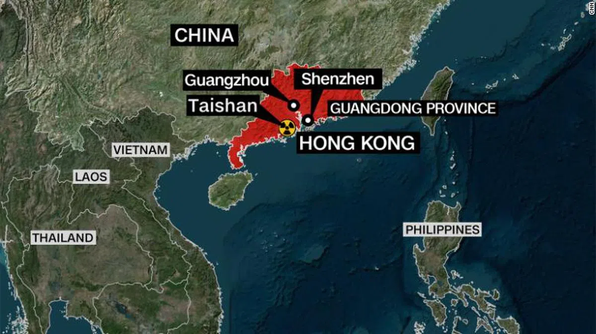  台山核电厂和香港、澳门、广州及深圳距离相近。（CNN） 