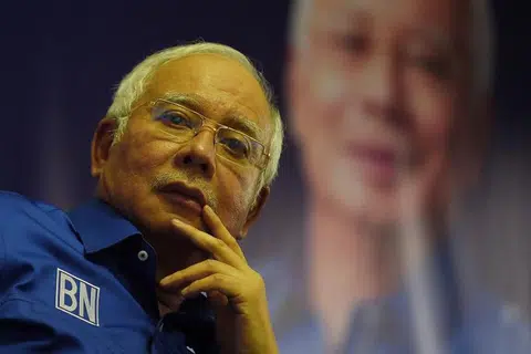 卷入贪污丑闻的马国前首相纳吉。（法新社）