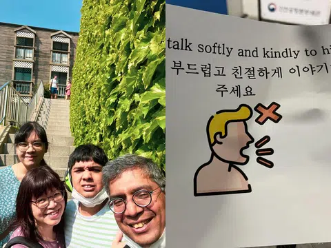 自闭儿Raouf和家人一起到韩国旅游。（Majeed Khader脸书）