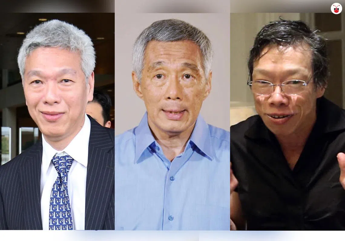 （左起）李显扬、李显龙和李玮玲。（谢静怡制图）