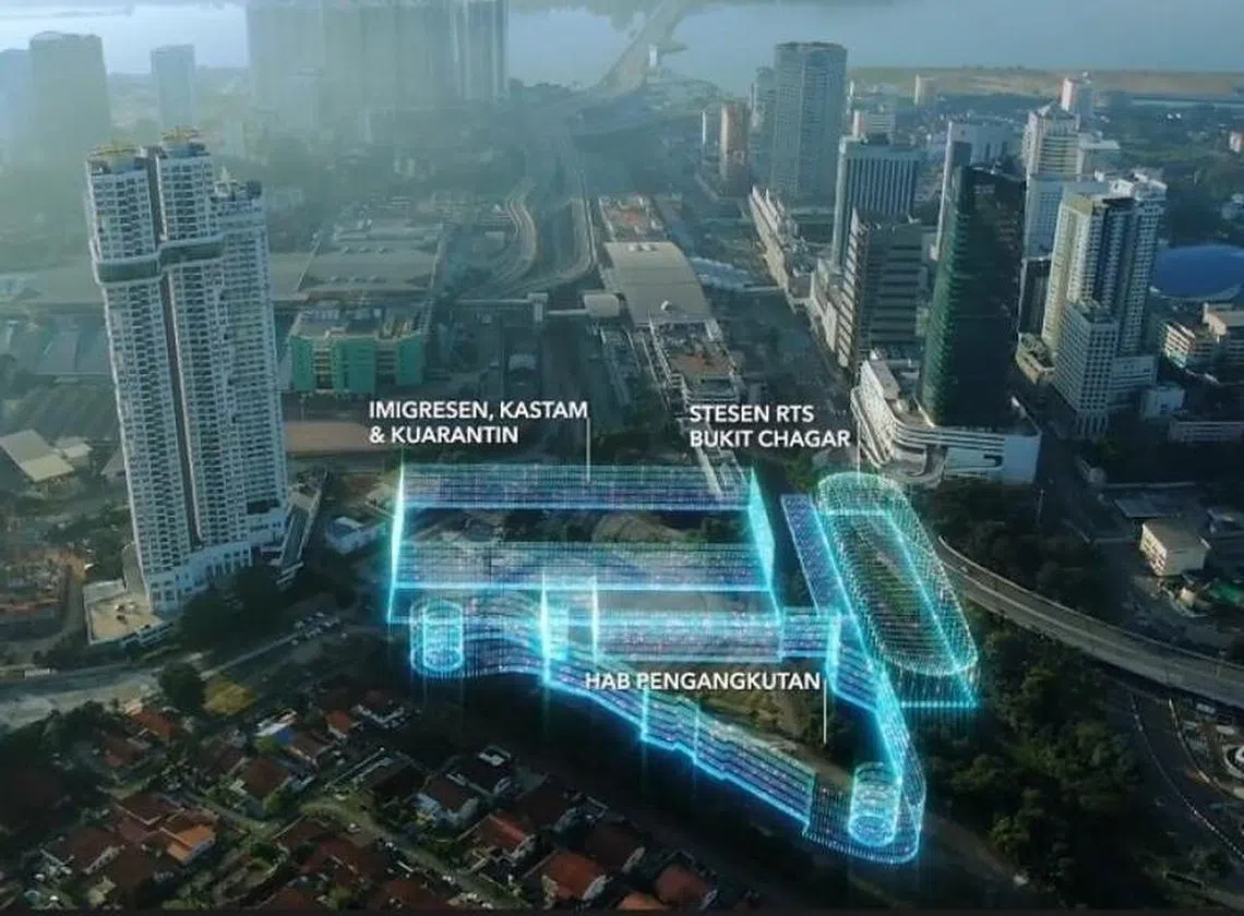 位于新山武吉查卡的“多模式交通枢纽”（Multimodel Transportation Hub，MTH）概念图，马国当局希望在2026年底按时竣工。（视频截图）