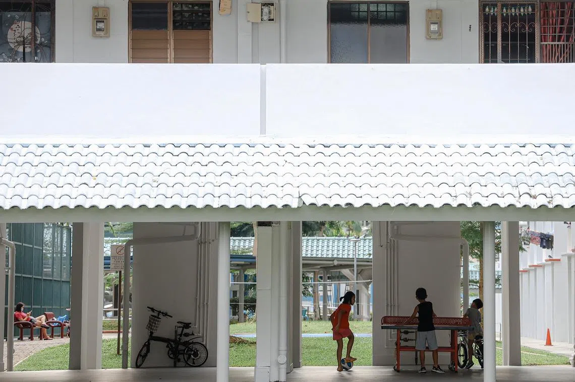 新加坡政府组屋底层。（联合早报）