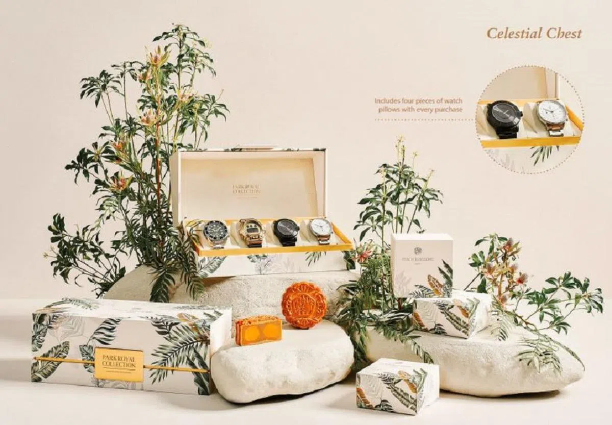 月饼礼盒再循环作为手表盒。（取自滨海湾宾乐雅臻选酒店网站）