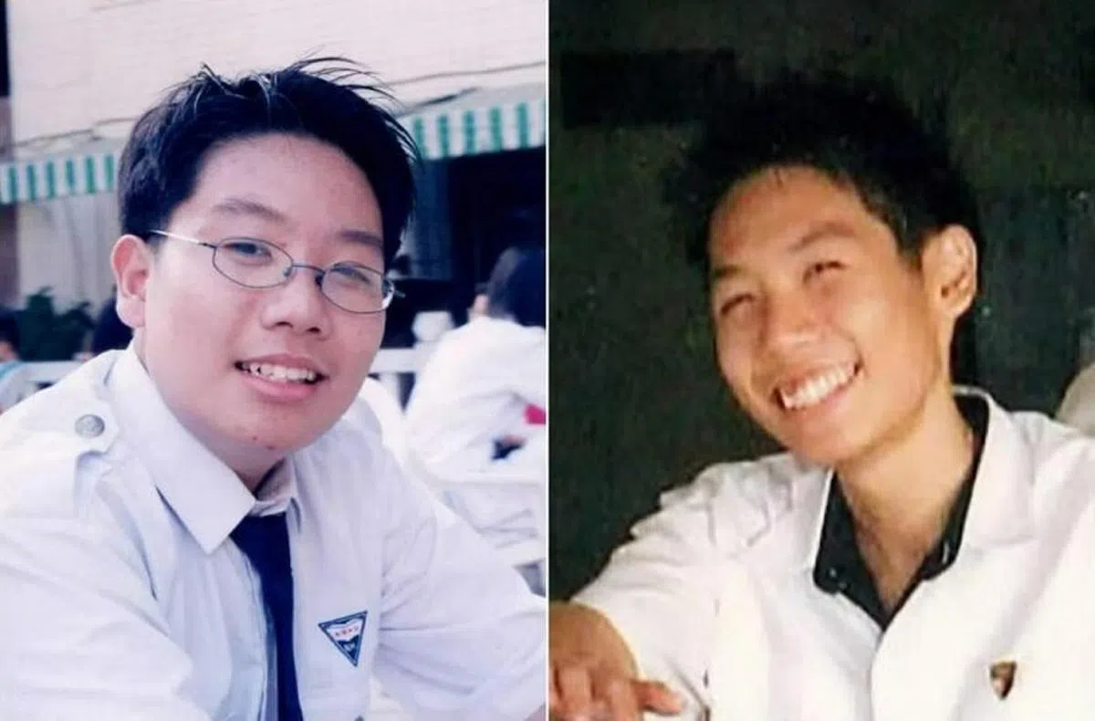 Ryan Thng念中学时（左）总是感到格格不入，在初级学院（右）开始健身后，体重一度跌至40公斤。（Ryan Thng提供）