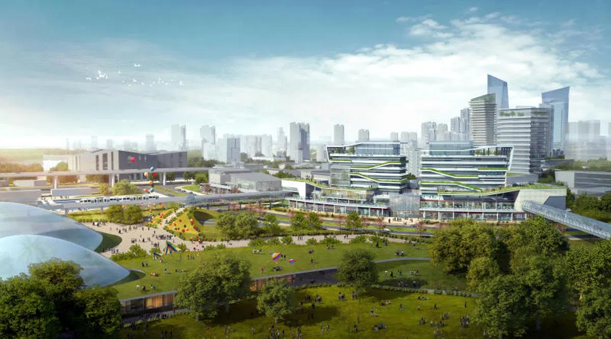  中新天津生态城城市主中心构想图，有没有新加坡的feel？（中新天津生态城投资开发有限公司提供） 