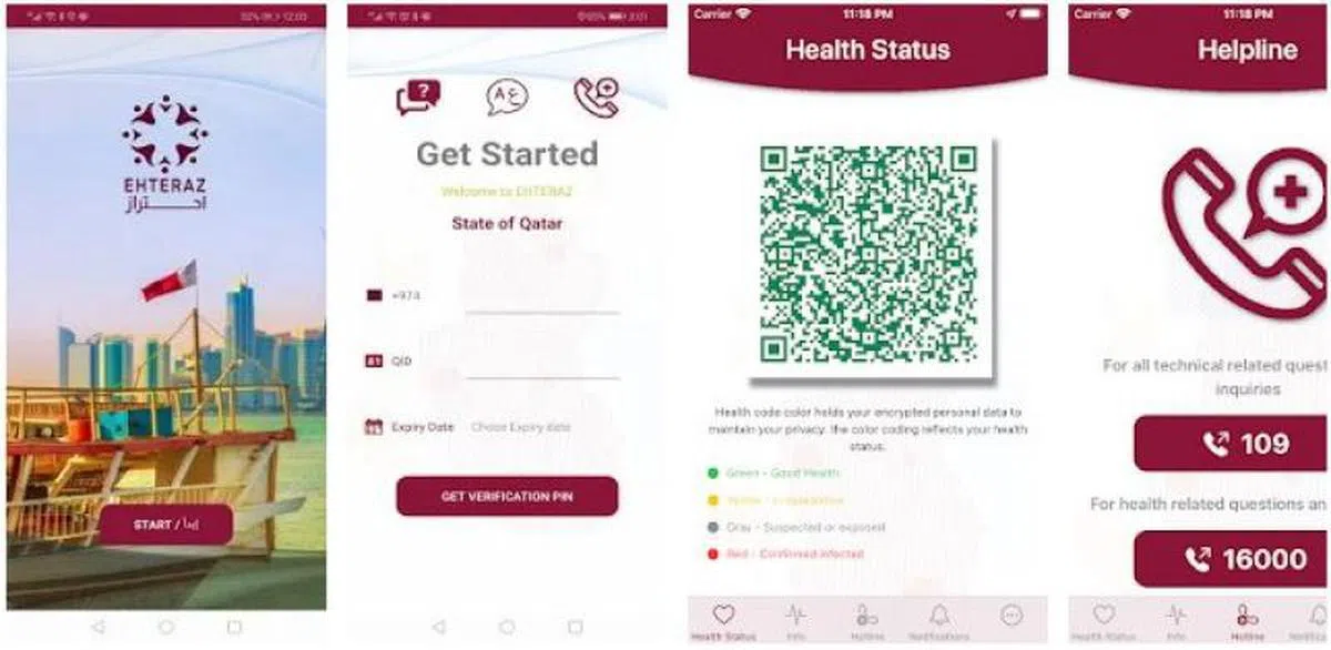  卡塔尔推出的追踪手机应用EHTERAZ。（Play Store） 