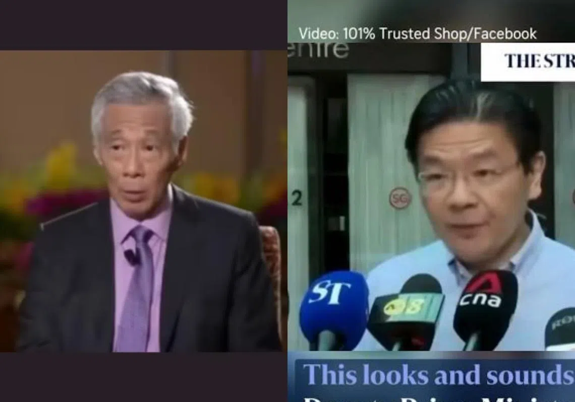 李显龙（左）和黄循财（右）的访谈片段先后遭人移花接木。（红蚂蚁制图）