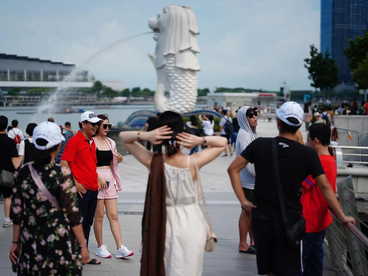 新加坡鱼尾狮公园。（联合早报）