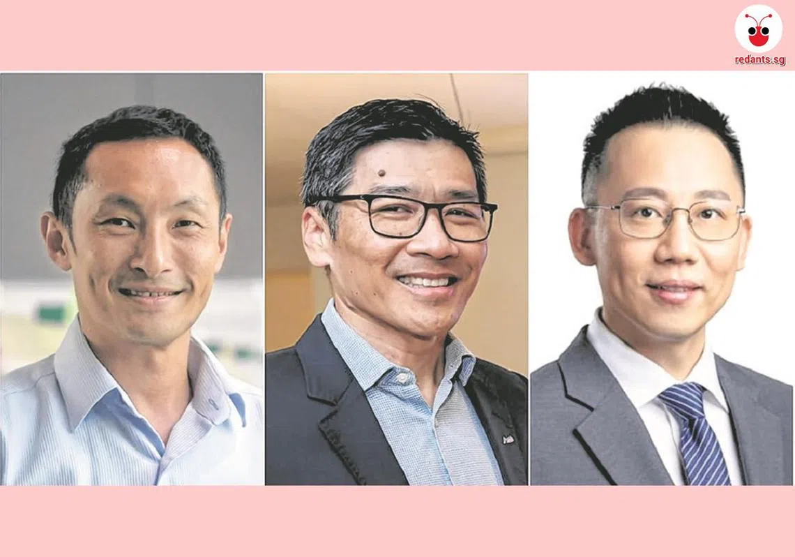 新邮政于12月21日解雇了三名高管：（左起）集团总裁冯行伟、首席财务官叶彦杉，以及国际业务部门首席执行官俞立。（商业时报）