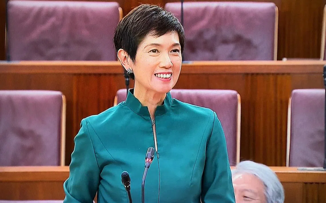 人力部长兼内政部第二部长杨莉明。（国会视频截图）