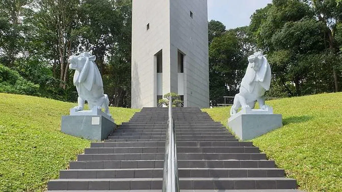  原来的石狮子就坐落在裕廊的新加坡武装部队训练学院（亚洲新闻台） 