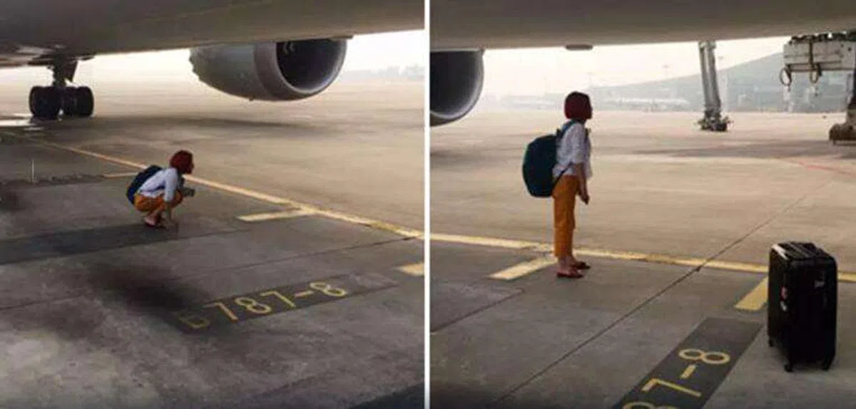  妻子闯入控制区拦截，要求登机。（互联网） 