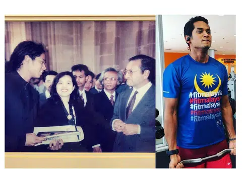 凯里向选民喊出选他让他未来当首相的鸿鹄之志。图左为凯里（左）1996年在英国牛津大学和当时访问英国的马哈迪（右）。（红蚂蚁制图，图取自凯里Instagram）