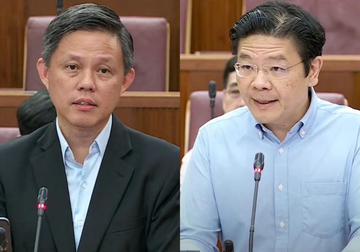 黄循财（右）与陈振声（左）先后针对新加坡未来成功的定义发表演说。（红蚂蚁制图）
