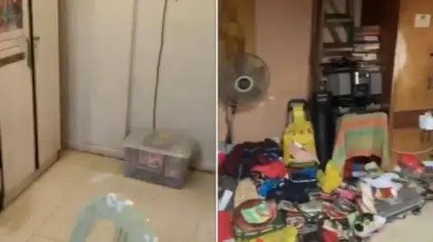 垃圾屋清理前后对比。（视频截图）